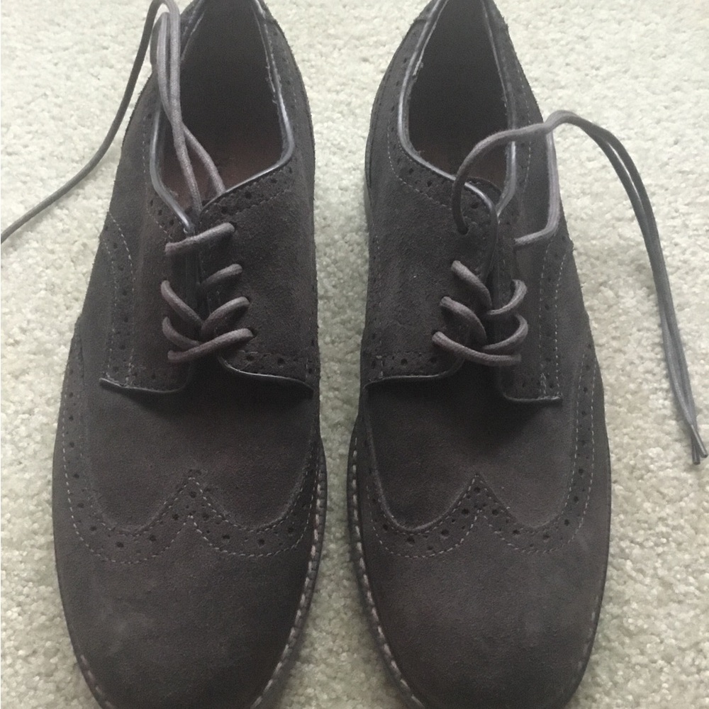 Men’s G H Bass Suede Wingtip Oxford Shoes Gray 8.5 D